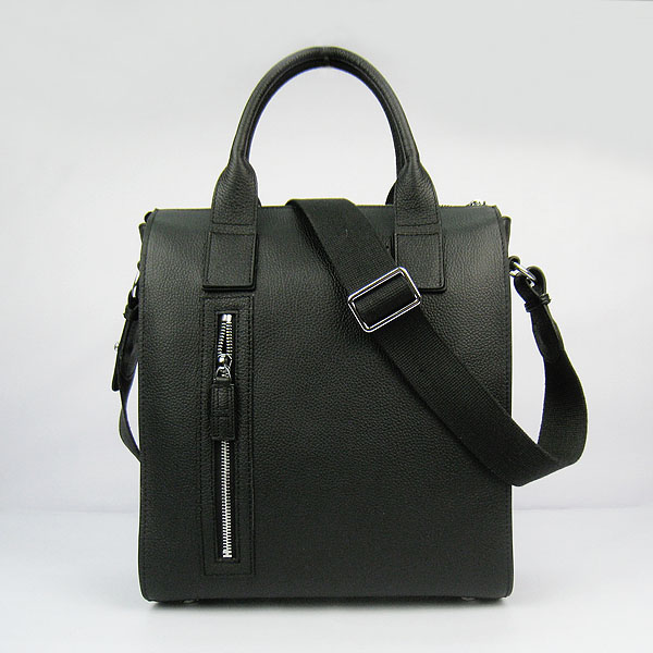 Fake Hermes Togo Leather Handbag Black 8076 - Click Image to Close